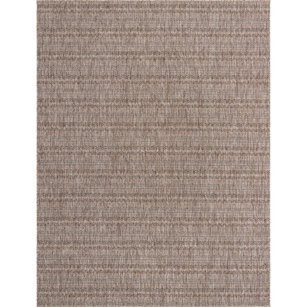 Rug Unique Loom Outdoor Striped Brown Rectangular 9' 0 x 12' 0