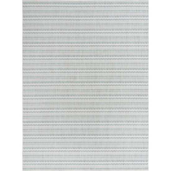 Rug Unique Loom Outdoor Striped Teal Rectangular 9' 0 x 12' 0