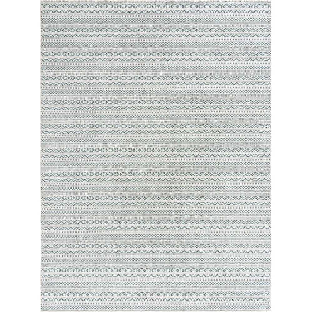 Rug Unique Loom Outdoor Striped Teal Rectangular 9' 0 x 12' 0 Rug Unique Loom Outdoor Striped Teal Rectangular 9' 0 x 12' 0