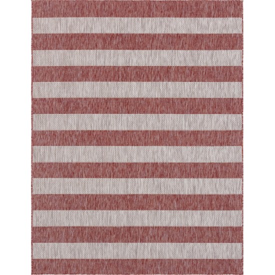 Rug Unique Loom Outdoor Striped Rust Red Rectangular 9' 0 x 12' 0