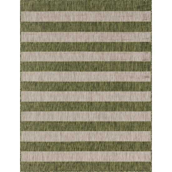 Rug Unique Loom Outdoor Striped Green Rectangular 9' 0 x 12' 0