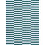 Rug Unique Loom Outdoor Striped Teal Rectangular 9' 0 x 12' 0