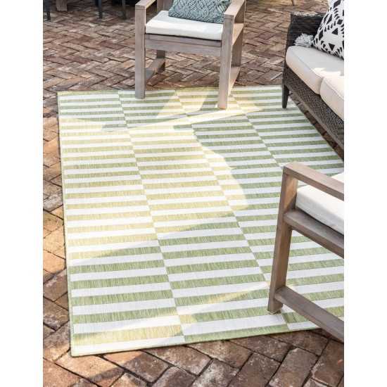 Rug Unique Loom Outdoor Striped Green Rectangular 9' 0 x 12' 0