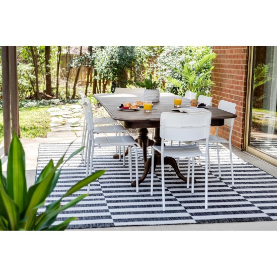 Rug Unique Loom Outdoor Striped Charcoal Rectangular 9' 0 x 12' 0