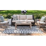 Rug Unique Loom Outdoor Striped Charcoal Rectangular 9' 0 x 12' 0