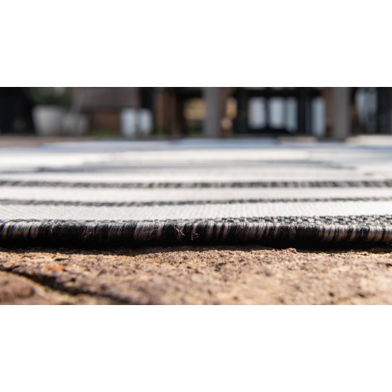 Rug Unique Loom Outdoor Striped Charcoal Rectangular 9' 0 x 12' 0