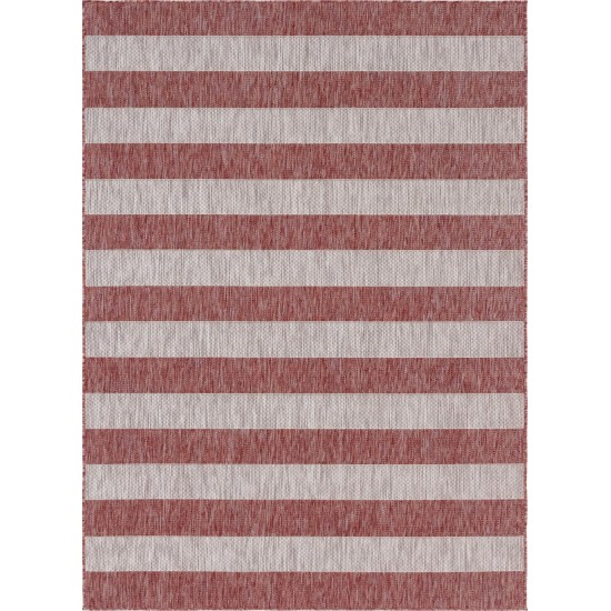 Rug Unique Loom Outdoor Striped Rust Red Rectangular 8' 0 x 11' 4