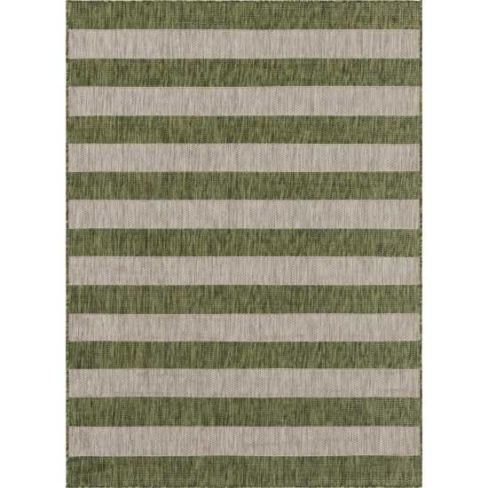 Rug Unique Loom Outdoor Striped Green Rectangular 8' 0 x 11' 4