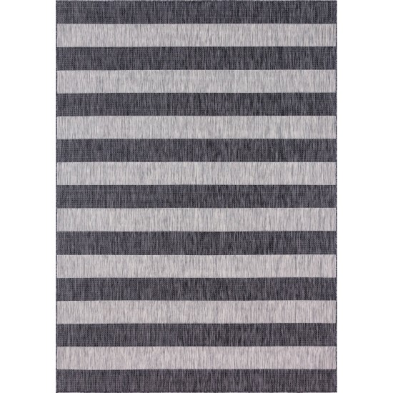 Rug Unique Loom Outdoor Striped Gray Rectangular 8' 0 x 11' 4