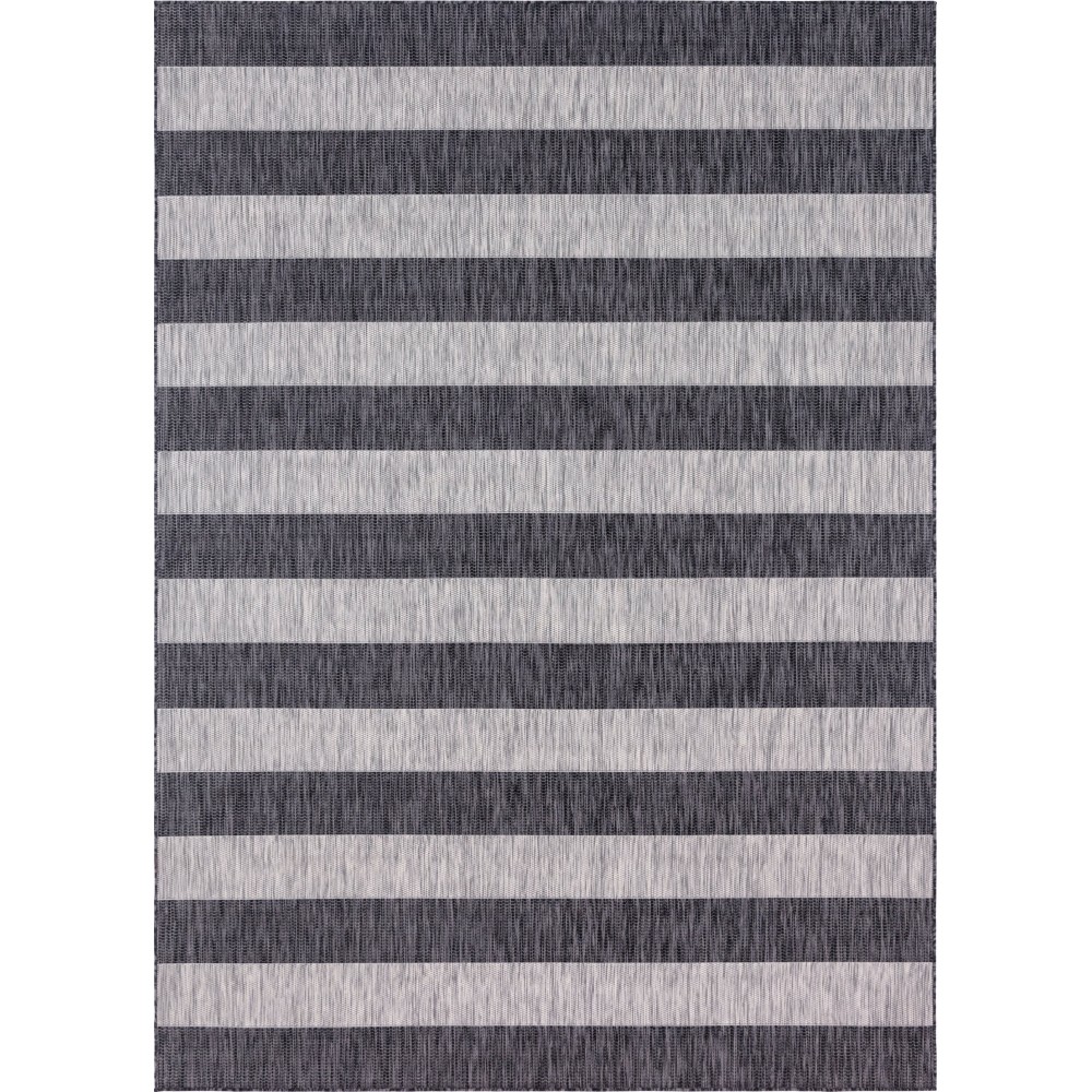 Rug Unique Loom Outdoor Striped Gray Rectangular 8' 0 x 11' 4