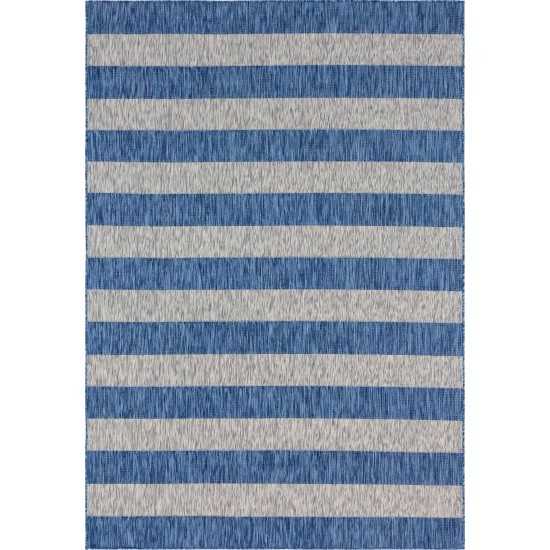 Rug Unique Loom Outdoor Striped Blue Rectangular 8' 0 x 11' 4