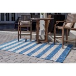 Rug Unique Loom Outdoor Striped Blue Rectangular 8' 0 x 11' 4