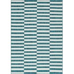 Rug Unique Loom Outdoor Striped Teal Rectangular 8' 0 x 11' 4