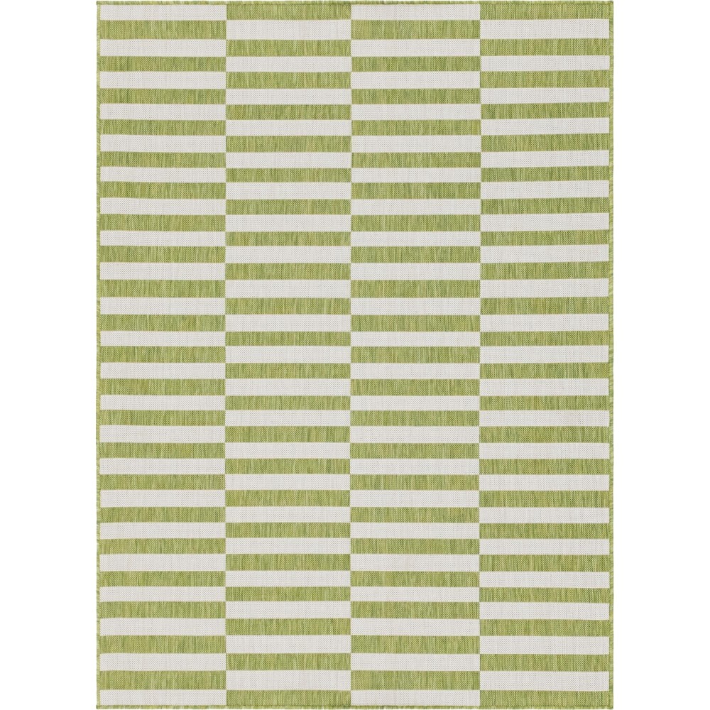 Rug Unique Loom Outdoor Striped Green Rectangular 8' 0 x 11' 4