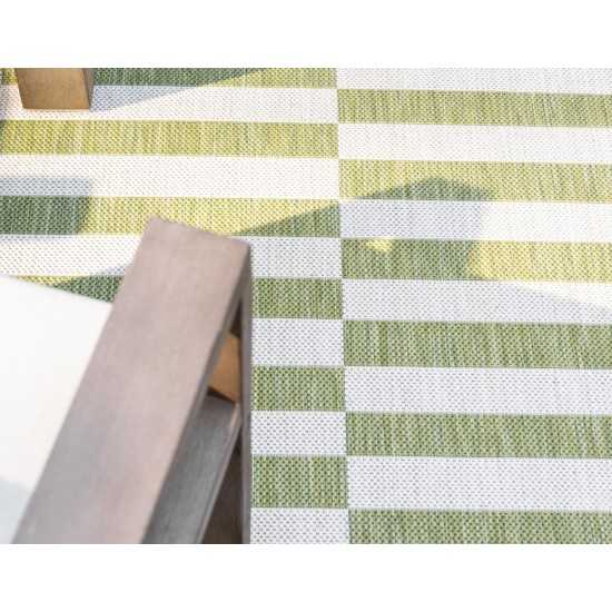 Rug Unique Loom Outdoor Striped Green Rectangular 8' 0 x 11' 4