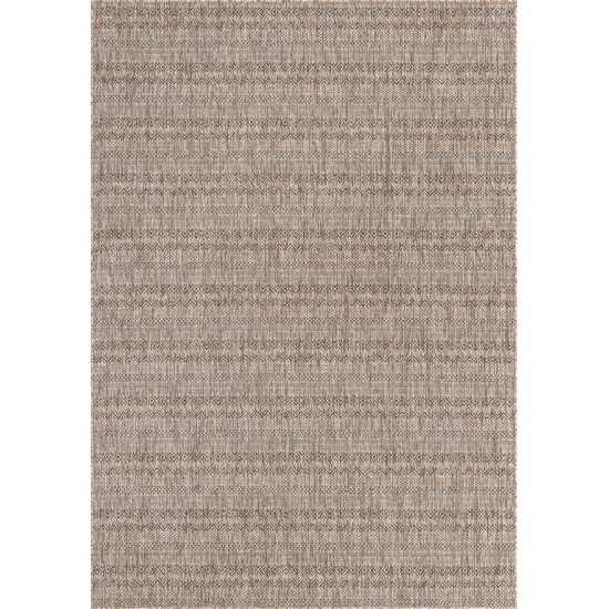 Rug Unique Loom Outdoor Striped Brown Rectangular 7' 0 x 10' 0