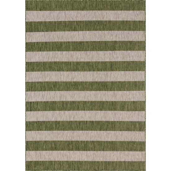 Rug Unique Loom Outdoor Striped Green Rectangular 7' 0 x 10' 0