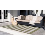 Rug Unique Loom Outdoor Striped Green Rectangular 7' 0 x 10' 0