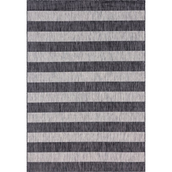 Rug Unique Loom Outdoor Striped Gray Rectangular 7' 0 x 10' 0