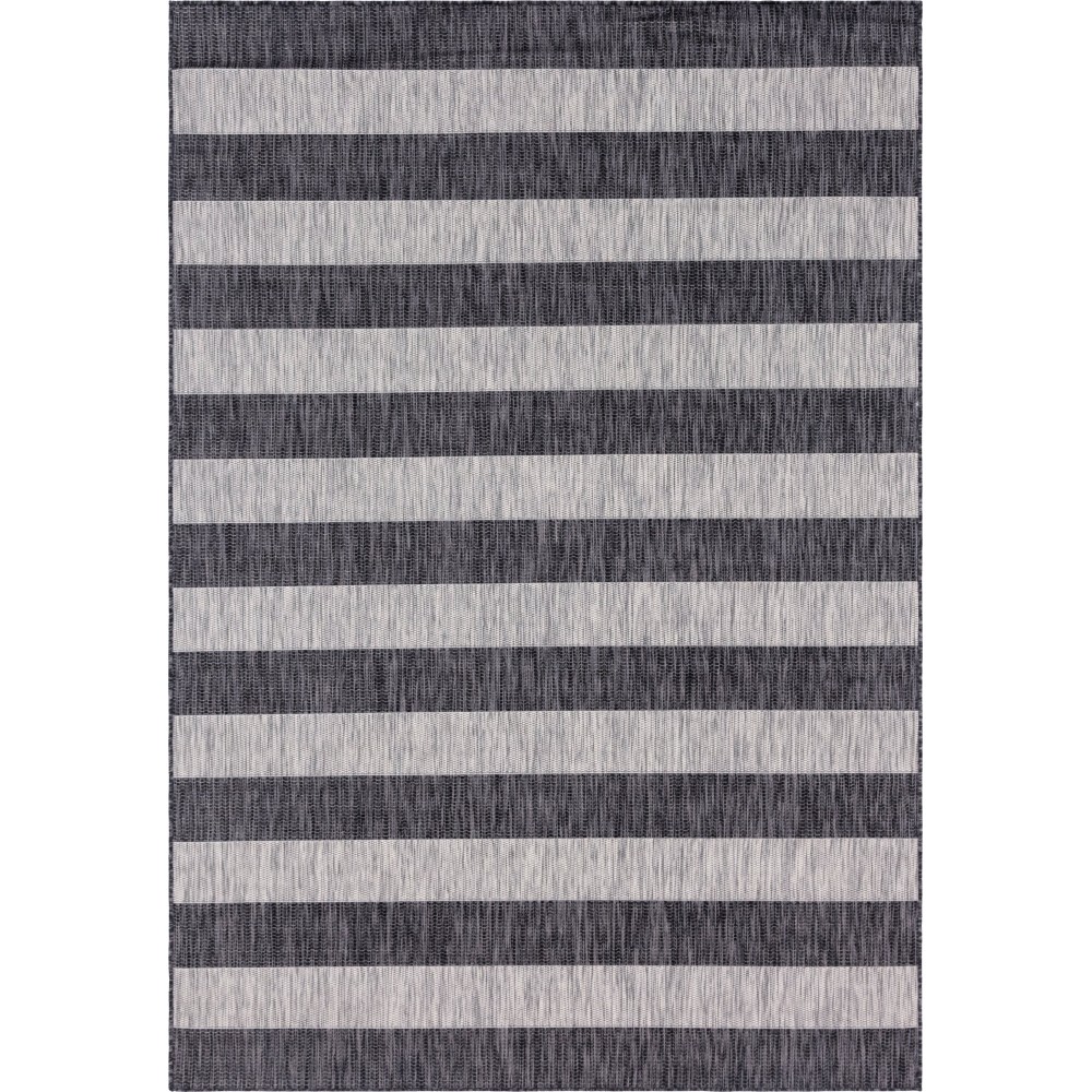 Rug Unique Loom Outdoor Striped Gray Rectangular 7' 0 x 10' 0 Rug Unique Loom Outdoor Striped Gray Rectangular 7' 0 x 10' 0