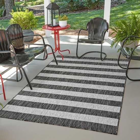 Rug Unique Loom Outdoor Striped Gray Rectangular 7' 0 x 10' 0