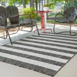 Rug Unique Loom Outdoor Striped Gray Rectangular 7' 0 x 10' 0