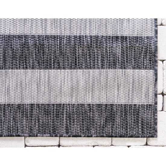 Rug Unique Loom Outdoor Striped Gray Rectangular 7' 0 x 10' 0