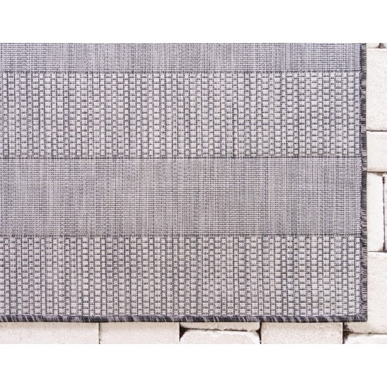 Rug Unique Loom Outdoor Striped Gray Rectangular 7' 0 x 10' 0