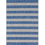 Rug Unique Loom Outdoor Striped Blue Rectangular 7' 0 x 10' 0