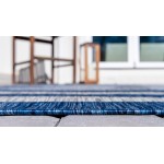 Rug Unique Loom Outdoor Striped Blue Rectangular 7' 0 x 10' 0