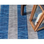 Rug Unique Loom Outdoor Striped Blue Rectangular 7' 0 x 10' 0