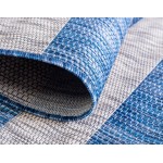 Rug Unique Loom Outdoor Striped Blue Rectangular 7' 0 x 10' 0