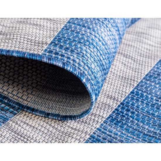 Rug Unique Loom Outdoor Striped Blue Rectangular 7' 0 x 10' 0