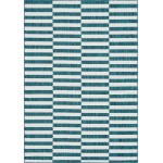 Rug Unique Loom Outdoor Striped Teal Rectangular 7' 0 x 10' 0