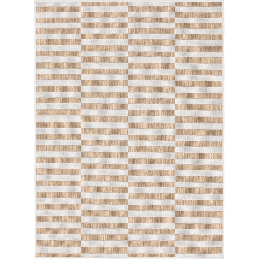 Rug Unique Loom Outdoor Striped Light Brown Rectangular 7' 0 x 10' 0 Rug Unique Loom Outdoor Striped Light Brown Rectangular 7' 0 x 10' 0