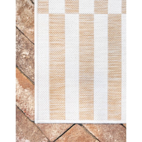 Rug Unique Loom Outdoor Striped Light Brown Rectangular 7' 0 x 10' 0