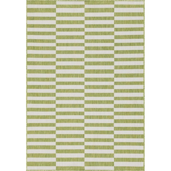 Rug Unique Loom Outdoor Striped Green Rectangular 7' 0 x 10' 0