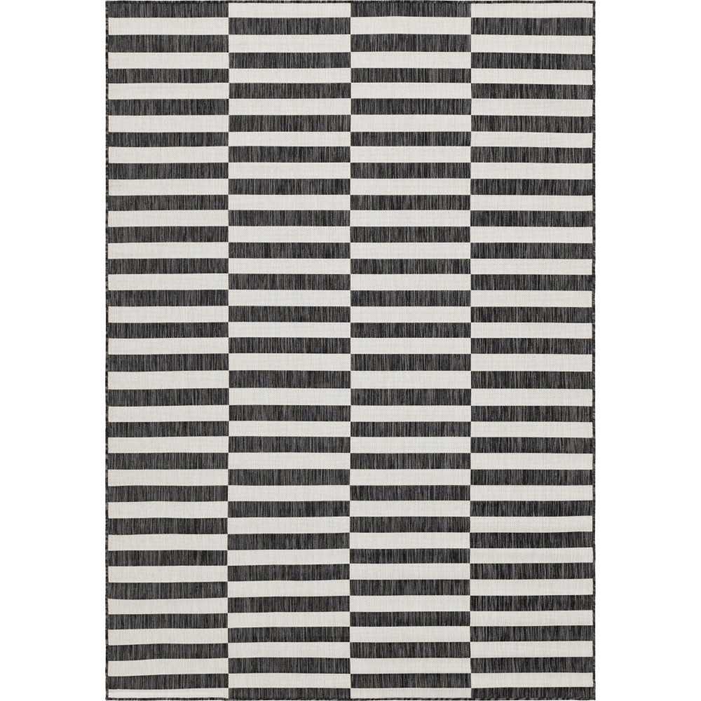 Rug Unique Loom Outdoor Striped Charcoal Rectangular 7' 0 x 10' 0 Rug Unique Loom Outdoor Striped Charcoal Rectangular 7' 0 x 10' 0