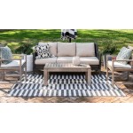 Rug Unique Loom Outdoor Striped Charcoal Rectangular 7' 0 x 10' 0