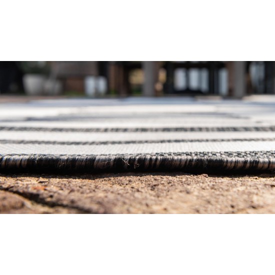 Rug Unique Loom Outdoor Striped Charcoal Rectangular 7' 0 x 10' 0