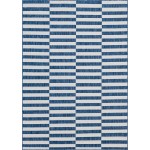 Rug Unique Loom Outdoor Striped Navy Blue Rectangular 7' 0 x 10' 0