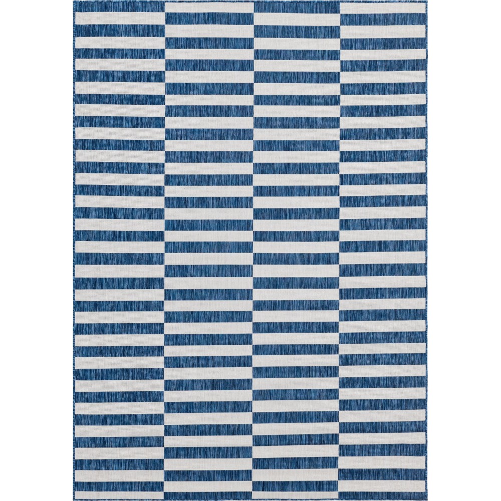 Rug Unique Loom Outdoor Striped Navy Blue Rectangular 7' 0 x 10' 0 Rug Unique Loom Outdoor Striped Navy Blue Rectangular 7' 0 x 10' 0