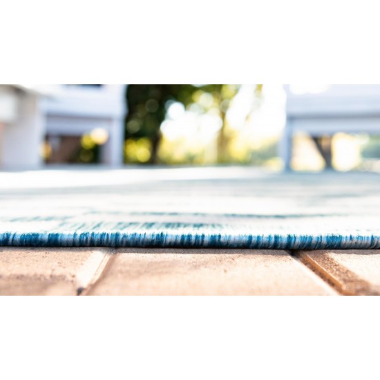 Rug Unique Loom Outdoor Striped Blue Rectangular 7' 0 x 10' 0