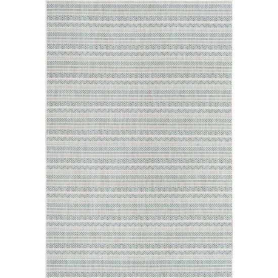 Rug Unique Loom Outdoor Striped Teal Rectangular 6' 0 x 9' 0