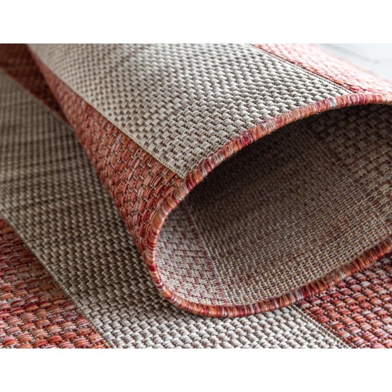 Rug Unique Loom Outdoor Striped Rust Red Rectangular 6' 0 x 9' 0