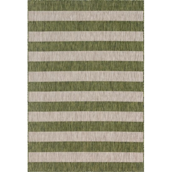 Rug Unique Loom Outdoor Striped Green Rectangular 6' 0 x 9' 0