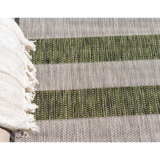 Rug Unique Loom Outdoor Striped Green Rectangular 6' 0 x 9' 0