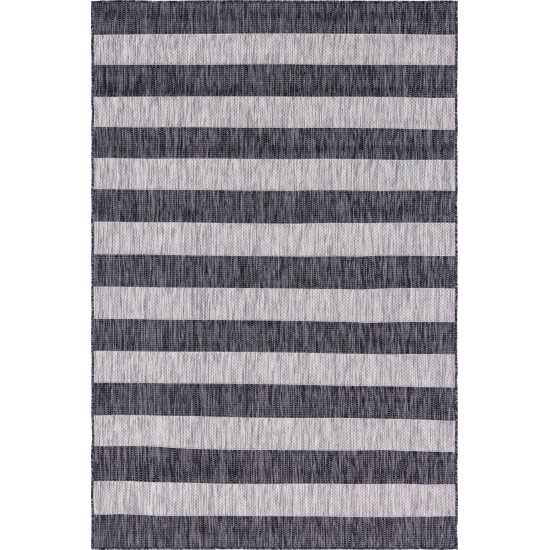 Rug Unique Loom Outdoor Striped Gray Rectangular 6' 0 x 9' 0