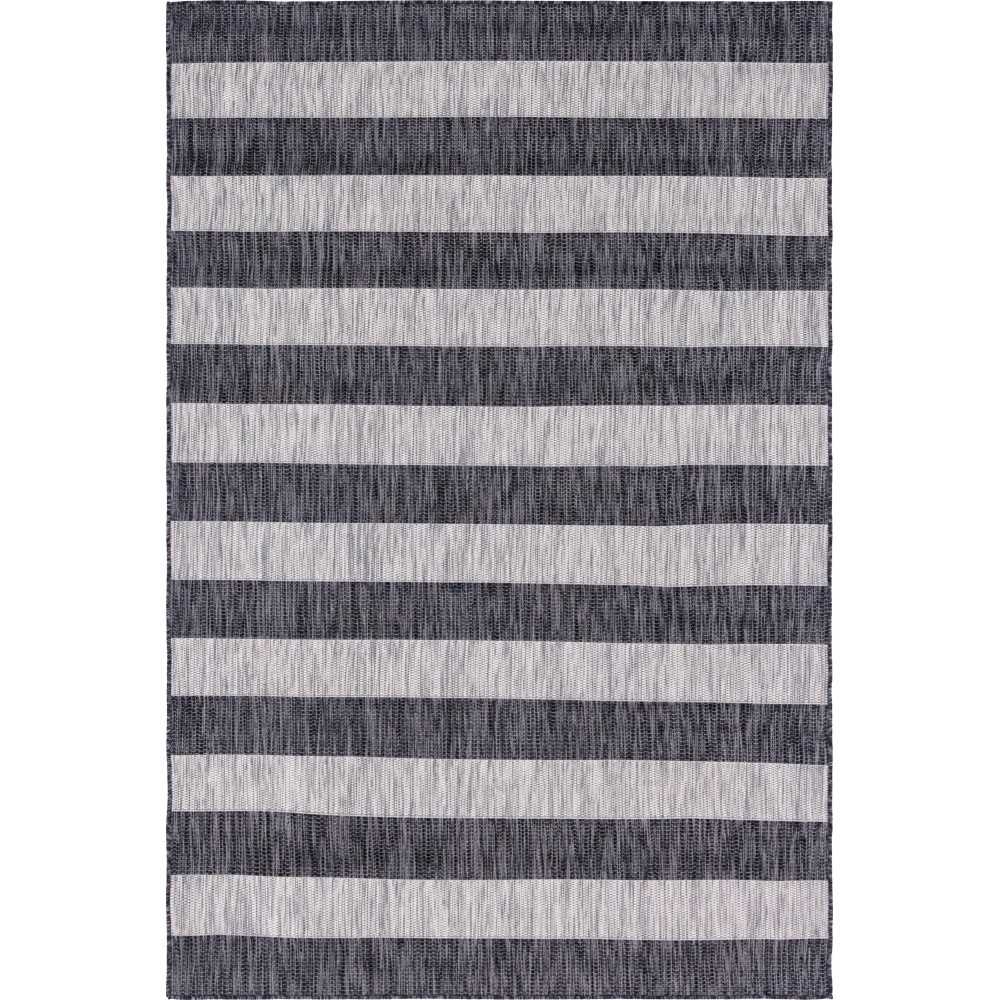 Rug Unique Loom Outdoor Striped Gray Rectangular 6' 0 x 9' 0 Rug Unique Loom Outdoor Striped Gray Rectangular 6' 0 x 9' 0
