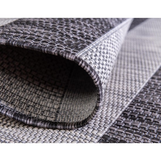 Rug Unique Loom Outdoor Striped Gray Rectangular 6' 0 x 9' 0